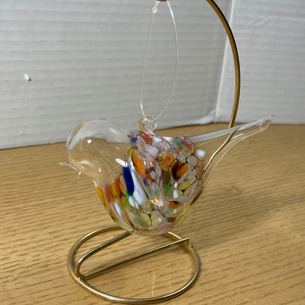 Arribas Bros Disney Parks Blown Glass Bird Christmas Ornament Clear & Multicolor